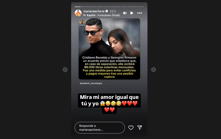 La publicación de Mariana Echeverría que desató rumores de divorcio.