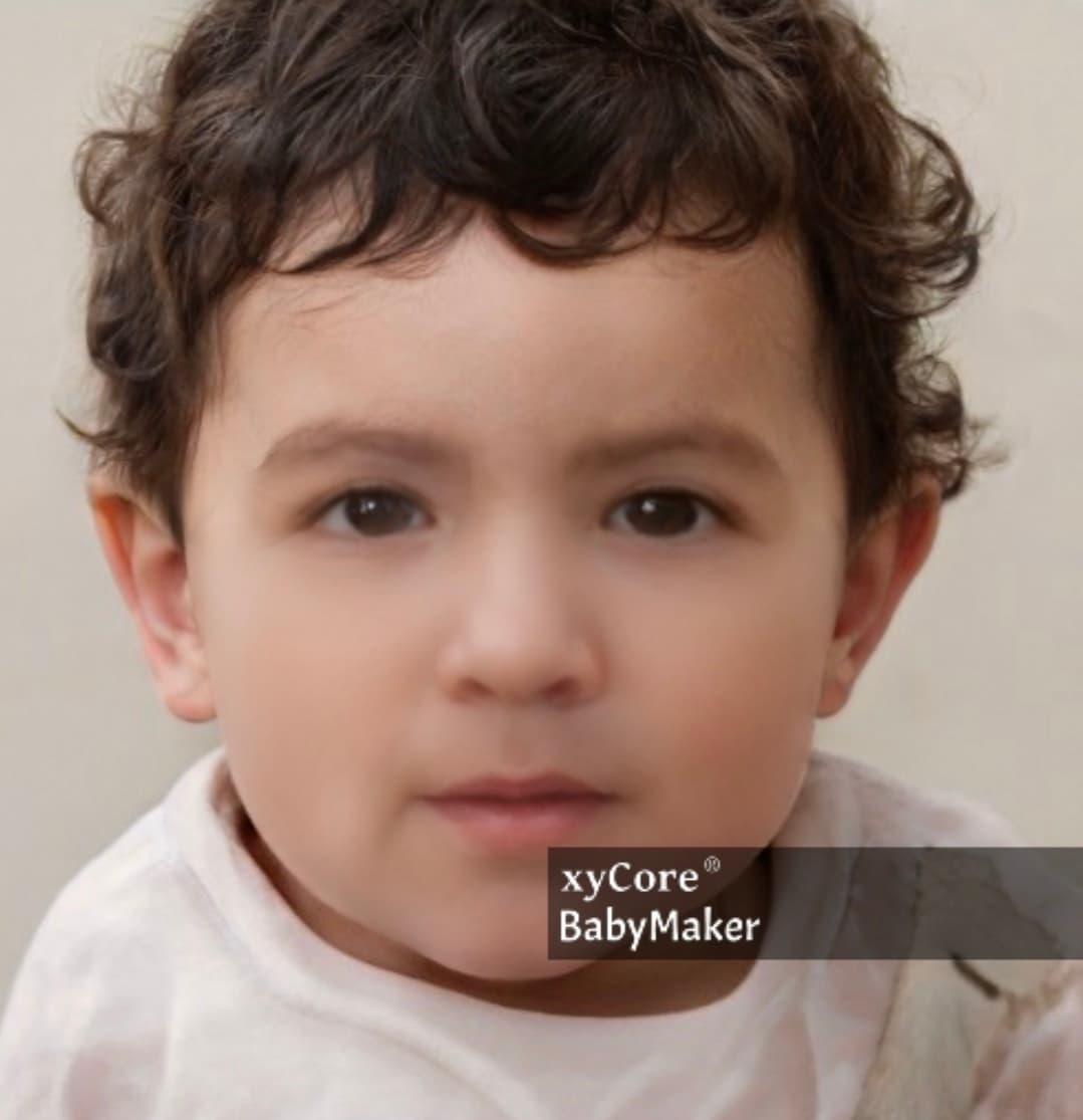 Este bebé simulado tiene pelo rizado, ojos color miel y una combinación balanceada de rasgos de Castillo y Hayser. ¿Qué opinas?