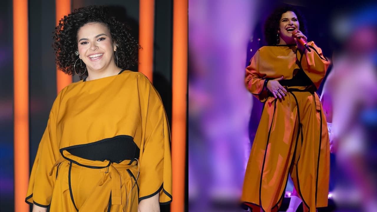 Lucerito apostó por el color mostaza en su outfit del quinto programa.