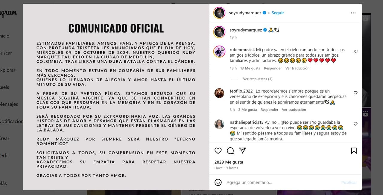Rudy Márquez muere tras luchar contra el cáncer.