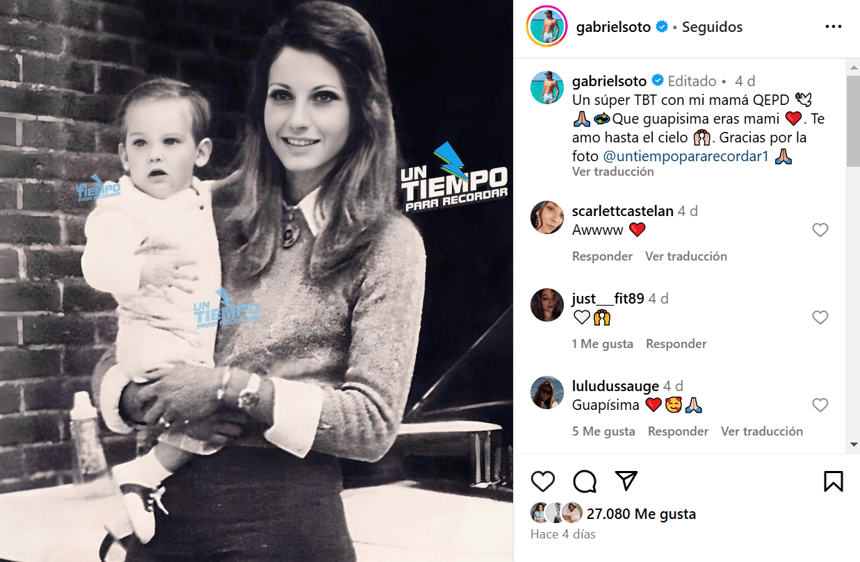 Gabriel Soto le dedica amoroso mensaje a una mujer