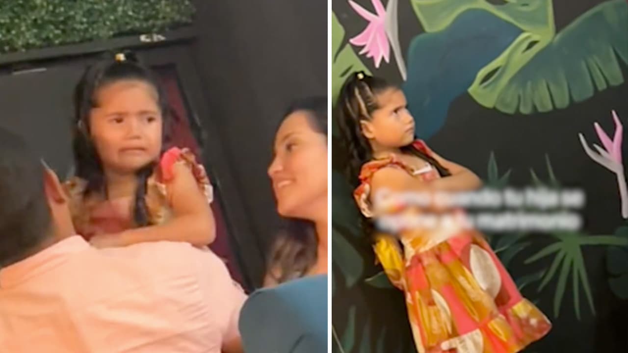 Niña hace berrinche al oponerse al matrimonio de sus padres y se vuelve viral