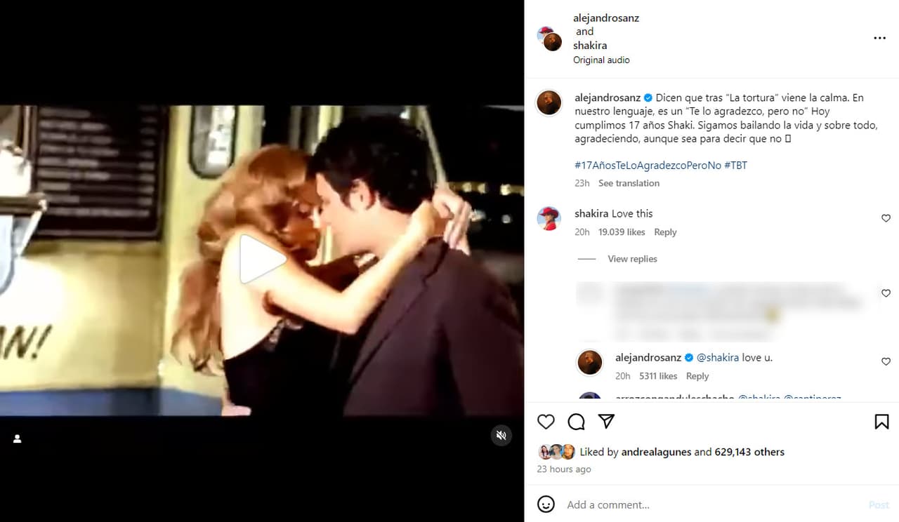 Alejandro Sanz y Shakira celebran el estreno de 'Te Lo Agradezco, Pero No'