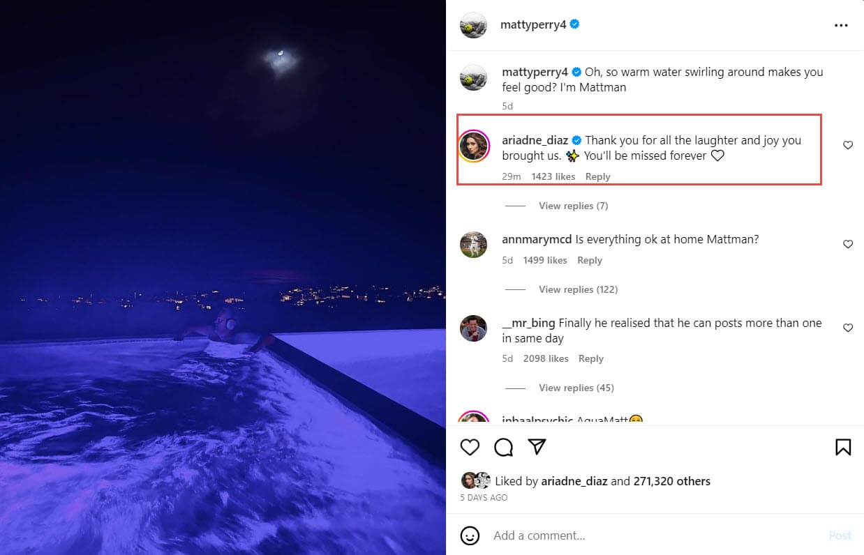 Ariadne Díaz lamenta la muerte de Matthew Perry