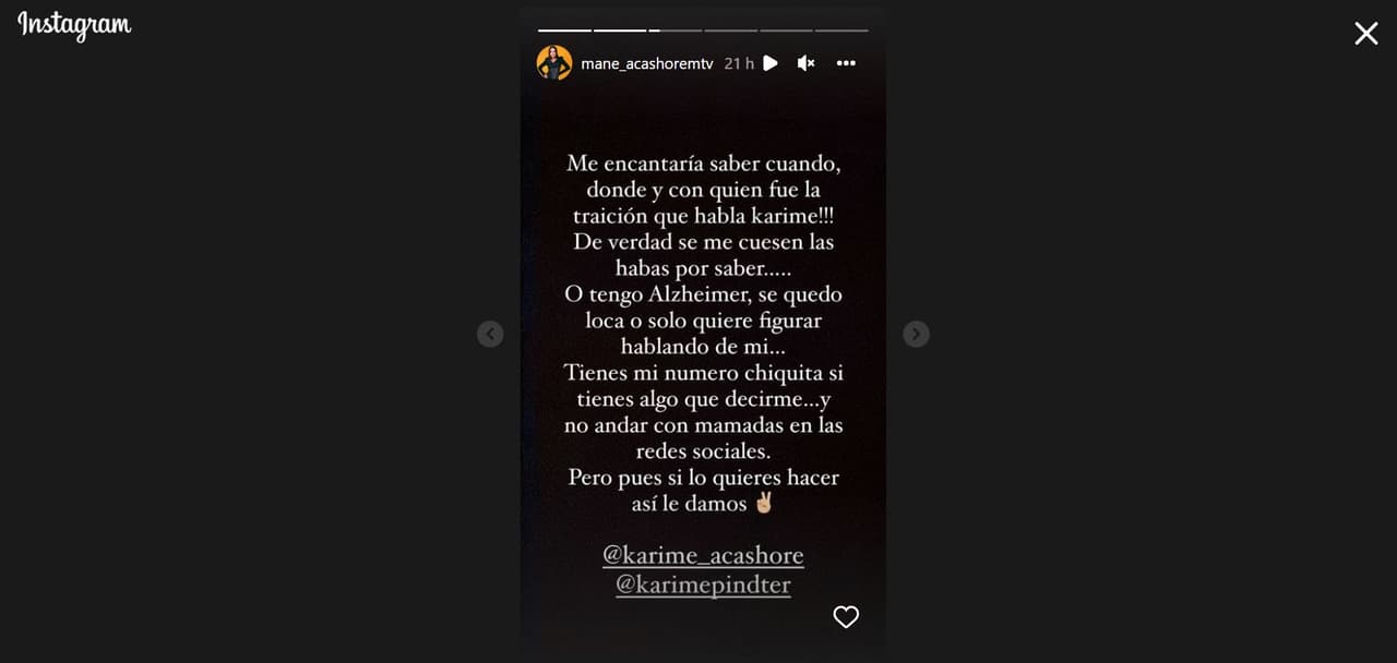 Manelyk retó a su examiga a demostrar su acusación.