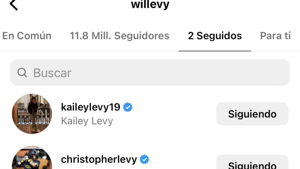 En Instagram, William Levy solo sigue dos cuentas: las de sus hijos Christopher y Kailey. Crédito: William Levy/Instagram