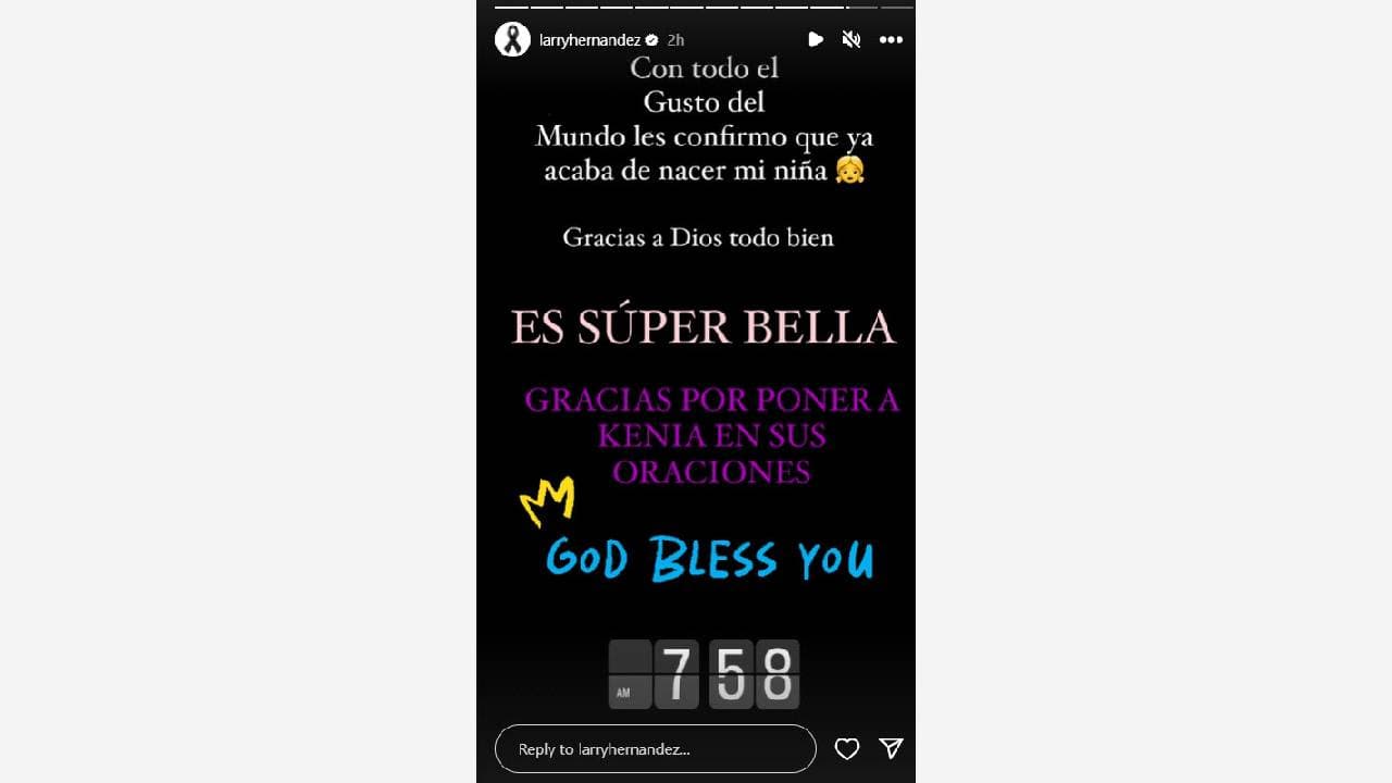 Larry Hernández anuncia el nacimiento de su sexta hija