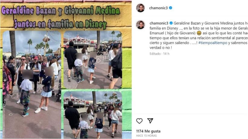 Estas son las fotos en las que aparece Giovanni Medina con su hijo junto a Alexa Miranda, la hija de Geraldine Bazán, quien podría ser la mujer que aparece a la derecha con gorra, blusa blanca y short de mezclilla.