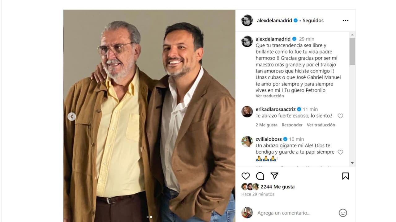 Alejandro de la Madrid lamenta la pérdida de su papá.