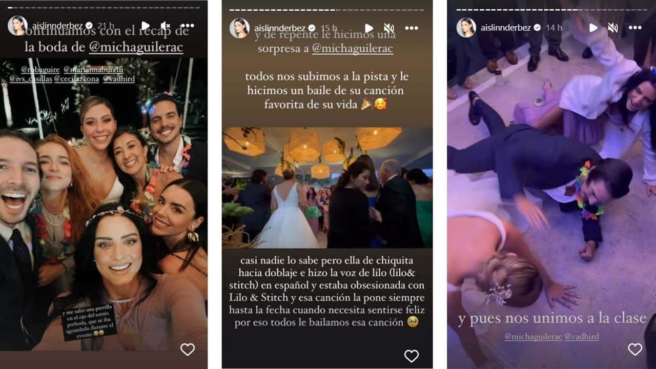 Aislinn Derbez y los invitados, como su hermano Vadhir, disfrutaron en la boda de Michelle Aguilera.