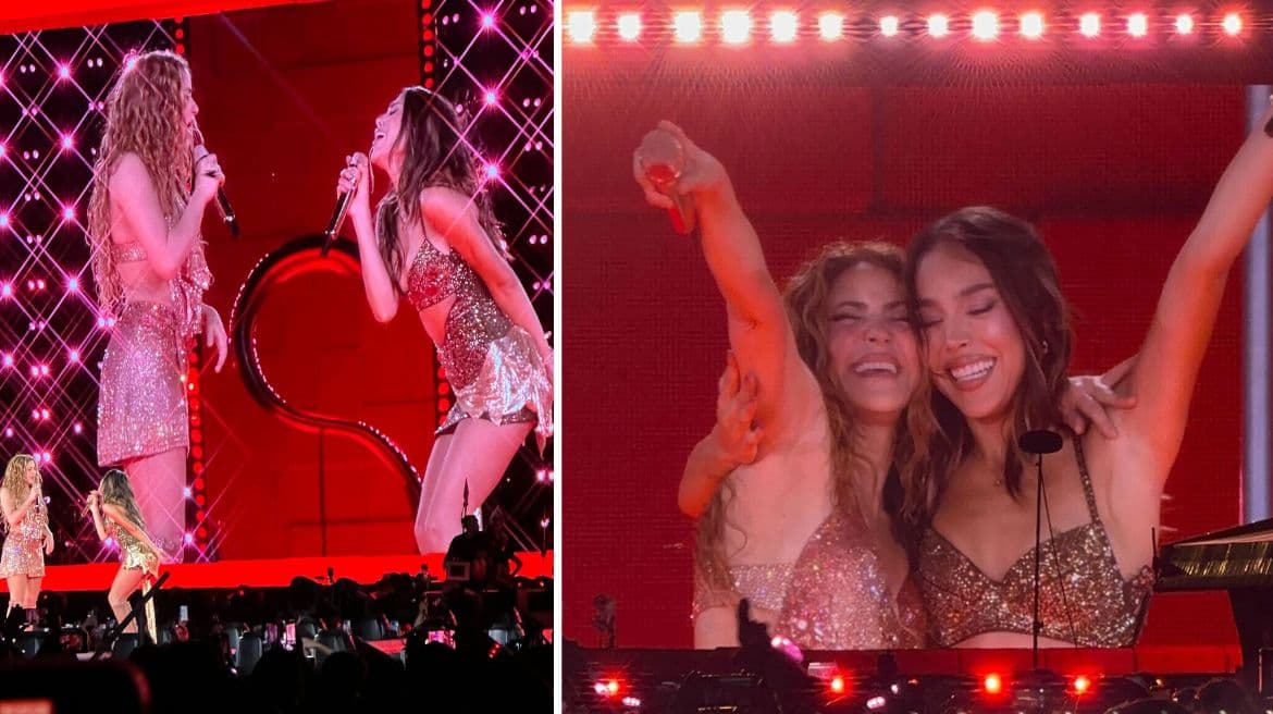 Shakira y Danna en concierto