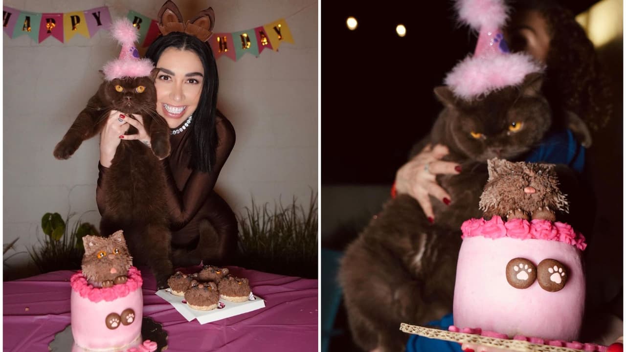 Karime Pindter celebró el cumpleaños de su gato Norris en enero de 2024