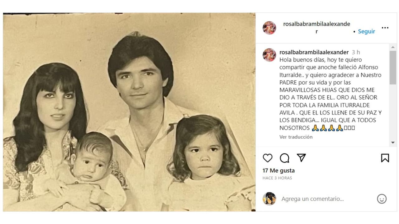 Exesposa de Alfonso Iturralde le dedicó un mensaje póstumo.