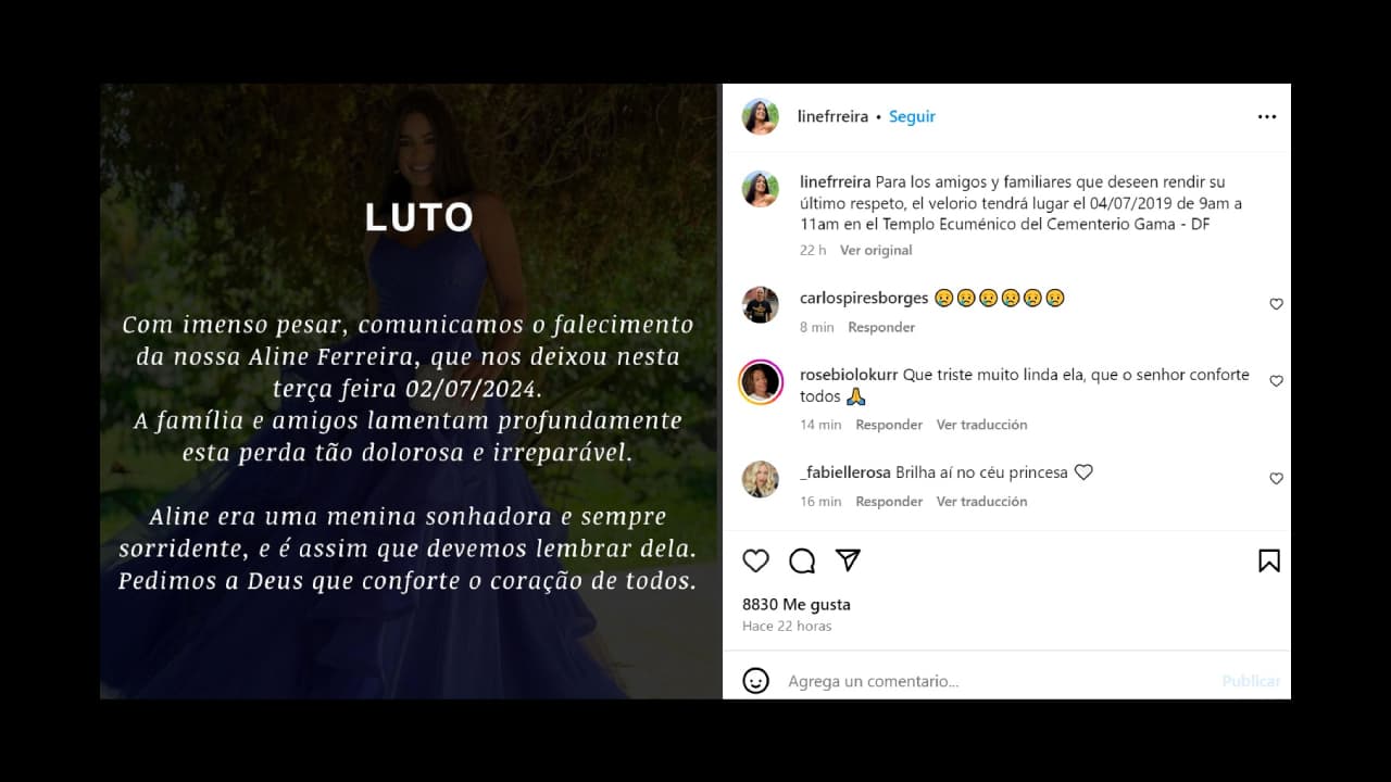 Aline Ferreira murió a los 33 años y así le dicen adiós