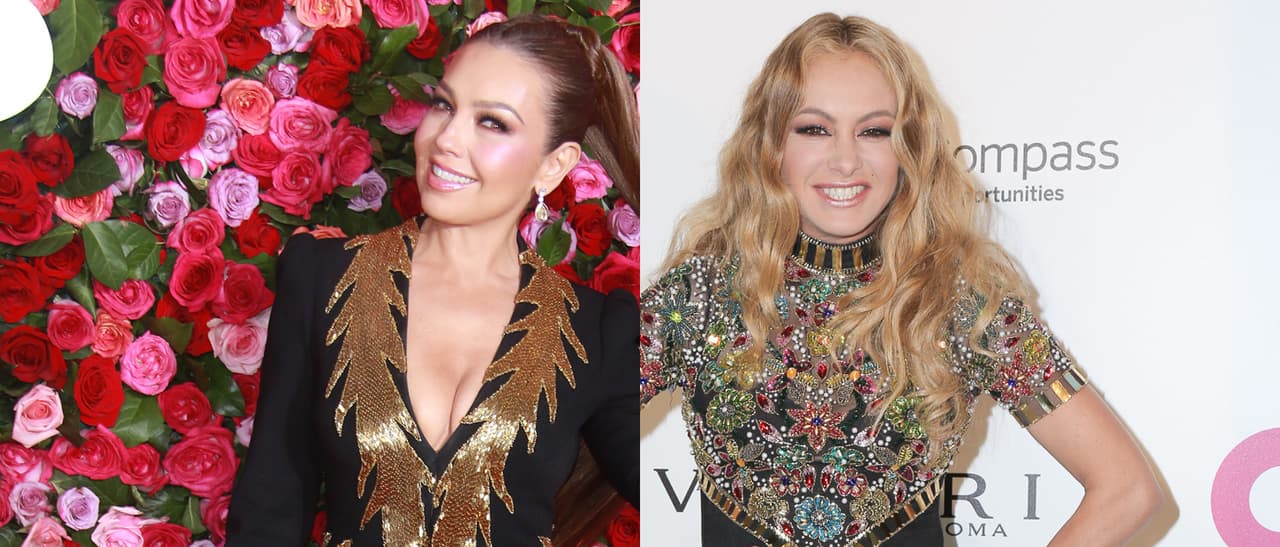 Thalía y Paulina Rubio en la alfombra roja