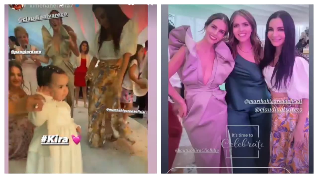 Martha Higareda en bautizo de hijos de Claudia Álvarez