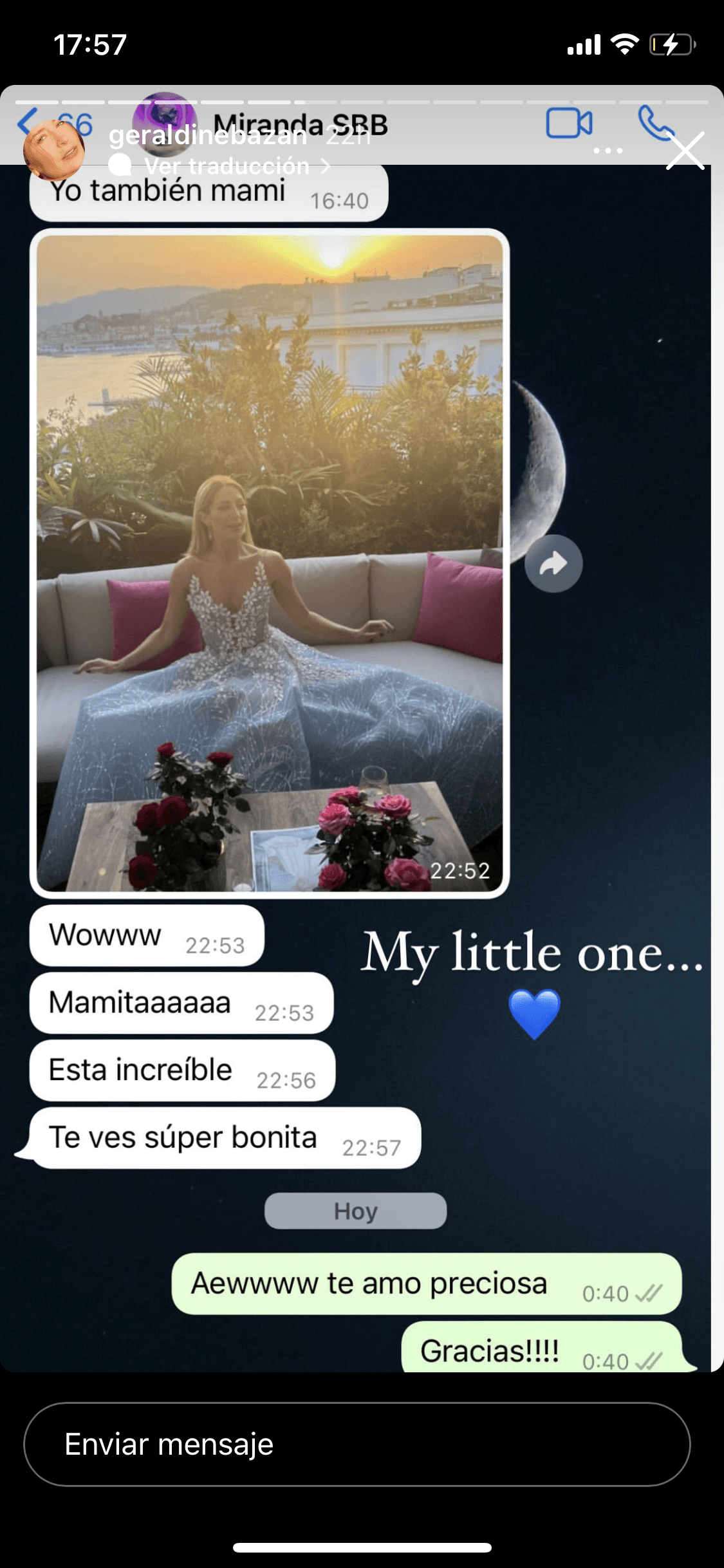 Hija menor de Geraldine Bazán conmueve con tierno piropo a la actriz