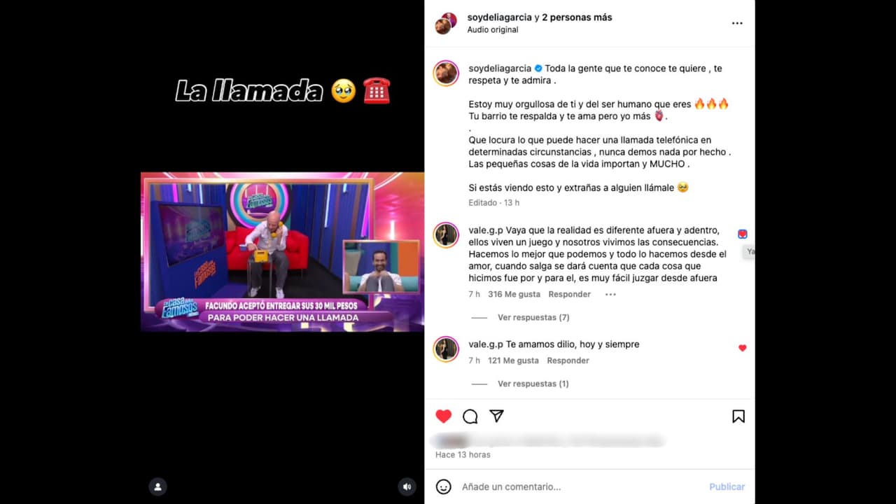 Delia García, prometida de Facundo, comparte emotivo mensaje en Instagram tras la llamada en La Casa de los Famosos México 2025