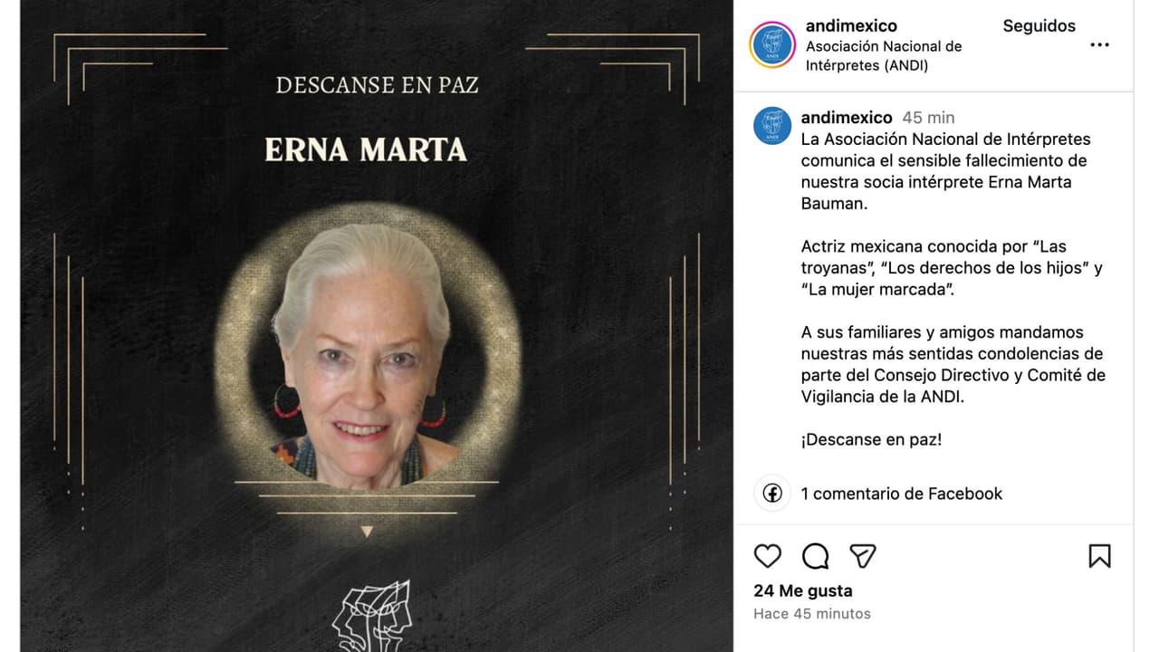 Confirman la muerte de Erna Martha Bauman.