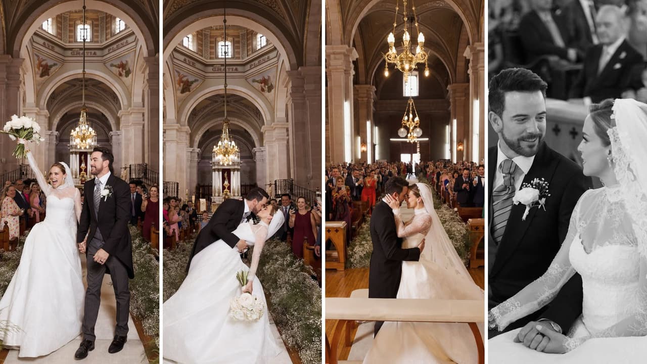Mane de la Parra y la actriz Ligia Uriarte en su boda religiosa.
