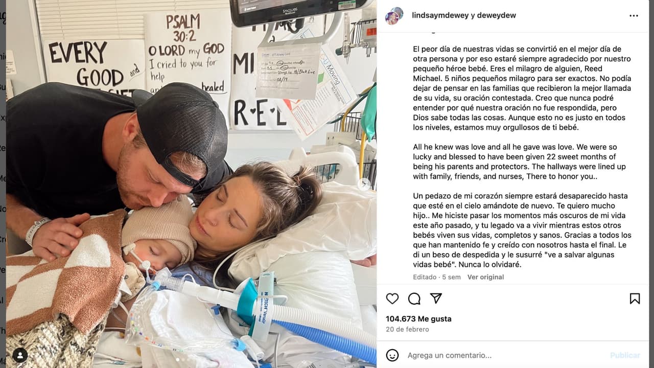 Lindsay Dewey se despide de su bebé, un héroe que salvó la vida de cinco personas.