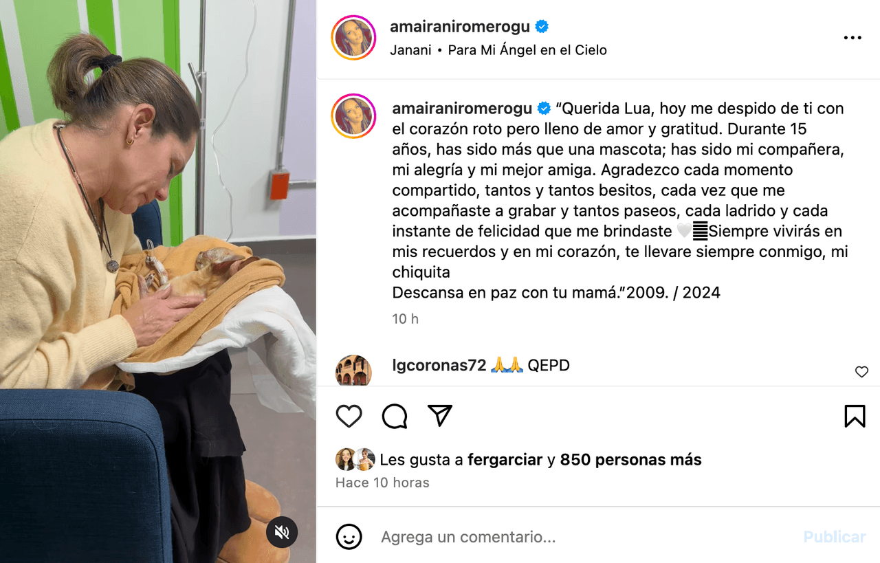 La actriz Amairani Romero llora la muerte de su 'hija' Lua