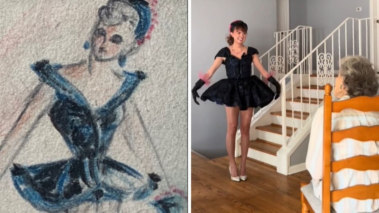 Joven crea los vestidos que su abuelita diseñó hace 84 años cuando estudiaba moda: así reaccionó a verlos