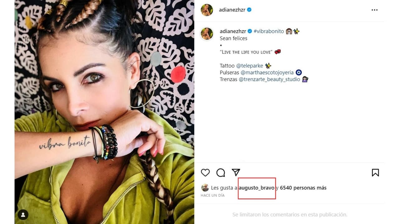 Augusto Bravo reaccionó a esta publicación de Adianez Hernández.