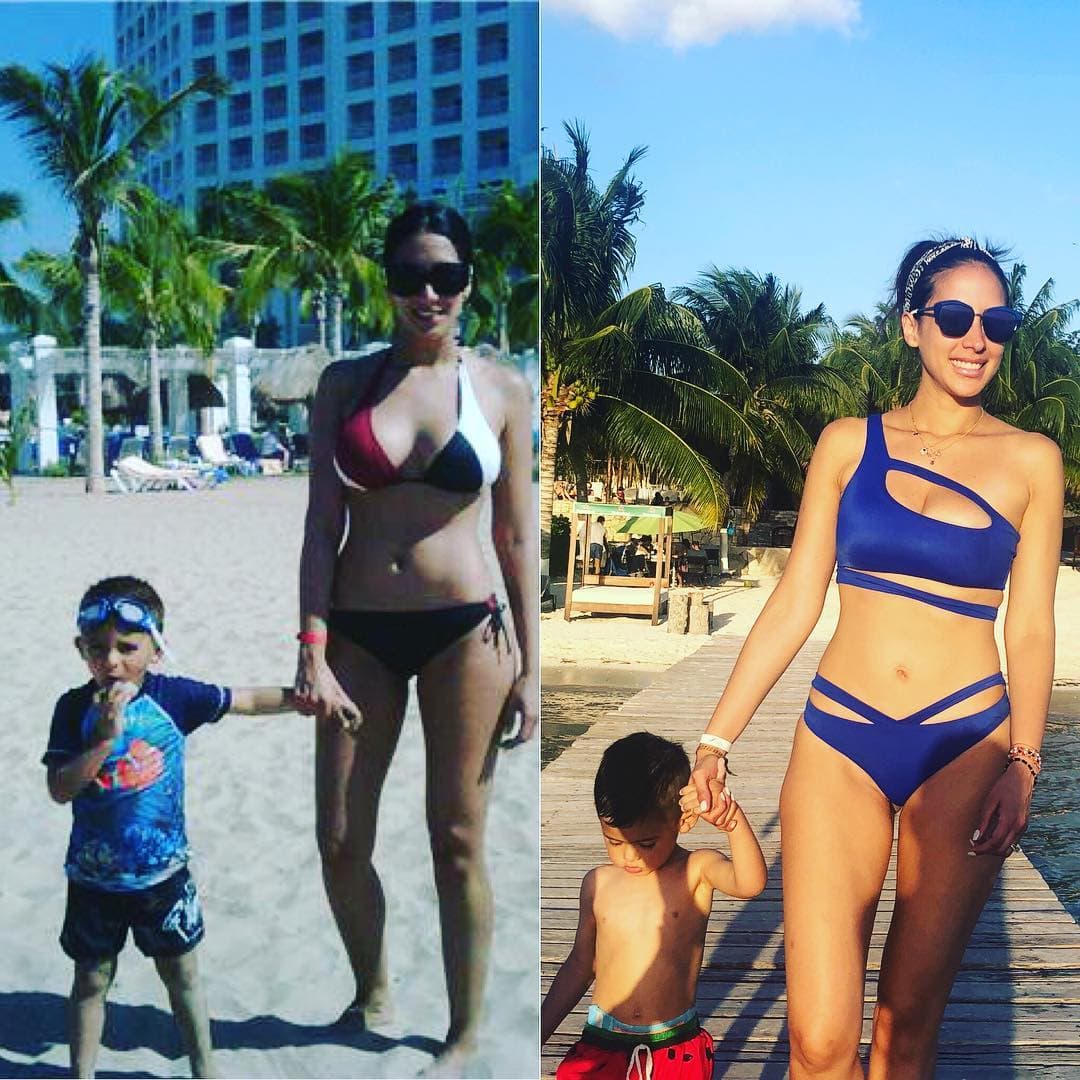 Cynthia Urías realizó un comparativo en bikini y precisó que desde su punto de vista, ella cree que se ve igual.