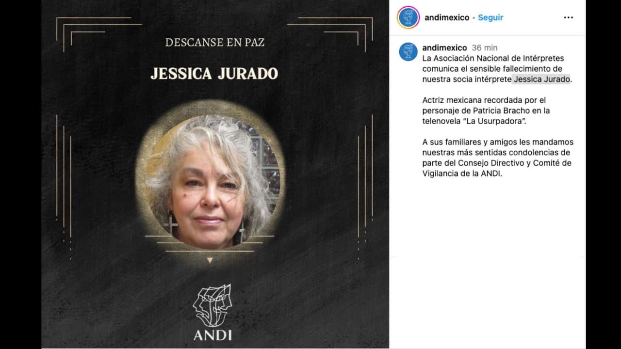 Murió Jessica Jurado, actriz de ‘La usurpadora’ y ‘María la del barrio’
<br>