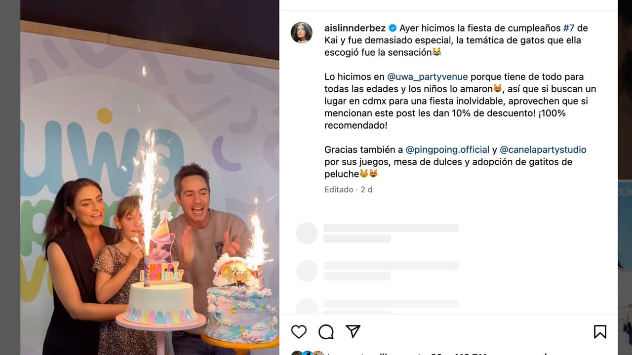 Aislinn Derbez y Mauricio Ochmann celebran el cumpleaños de su hija, Kailani.