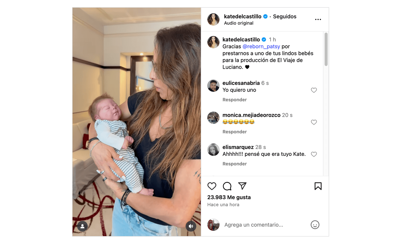 Kate del Castillo y su novio presentan a su ‘hijo’, y con bebé en brazos, afirma: “Acaba de nacer”