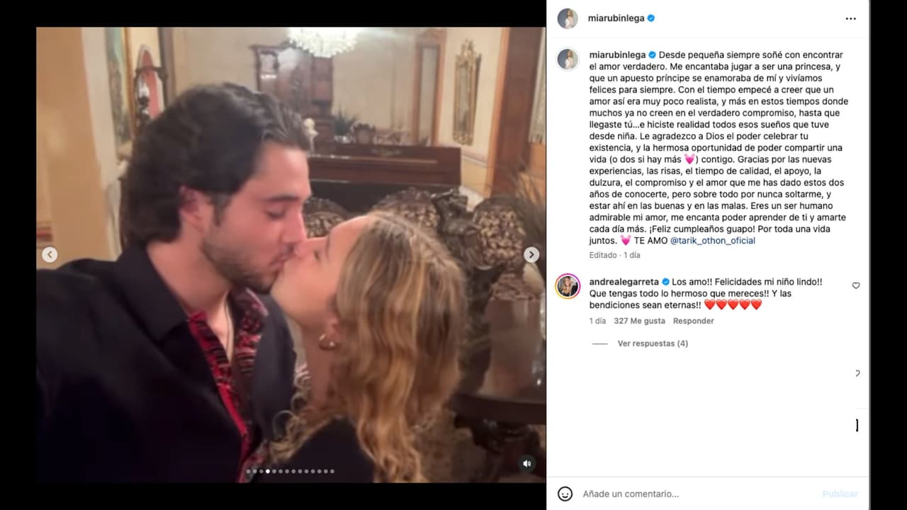 Mía Rubín dedica romántico mensaje a su novio por su cumpleaños