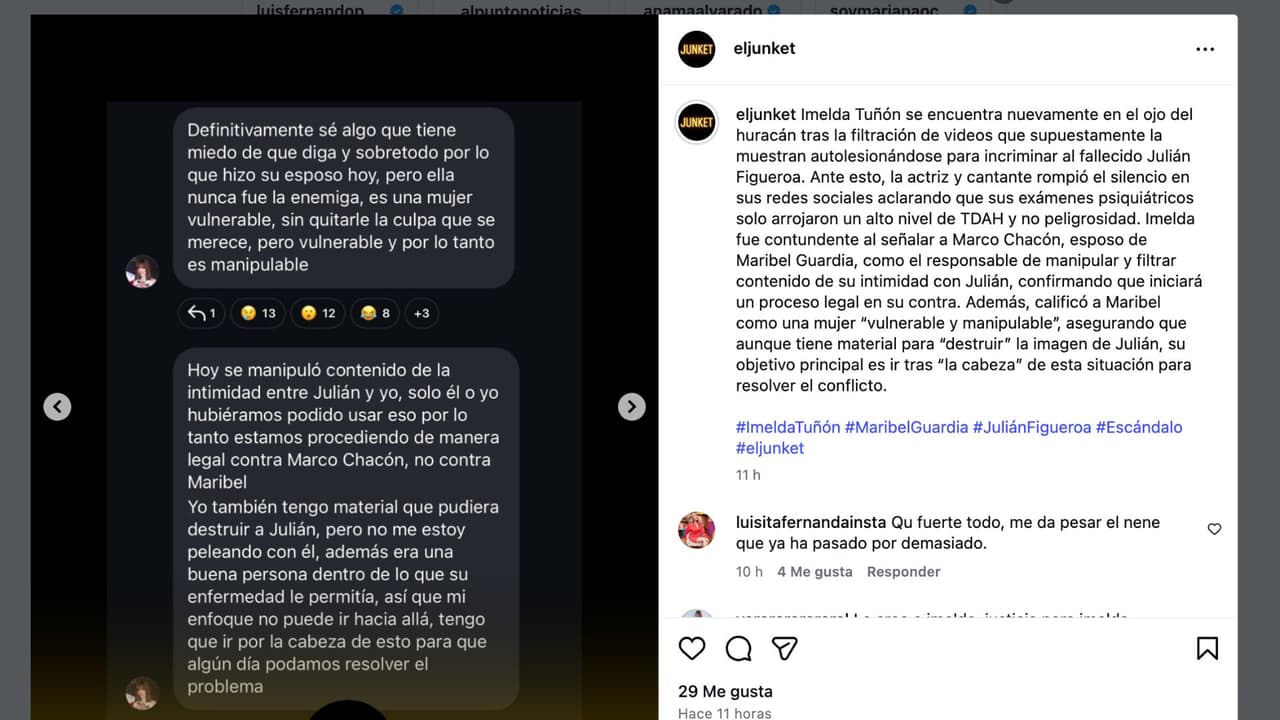 Supuesta respuesta de Imelda Tuñón a la filtración de fuertes videos.