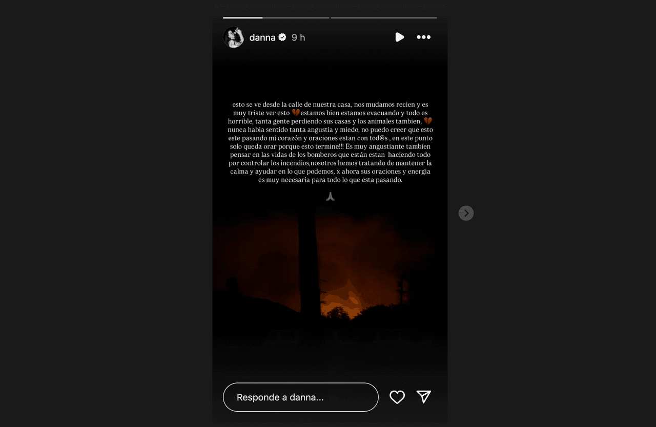 Danna Paola revela, devastada, que la evacuaron de su casa por los incendios de Los Ángeles