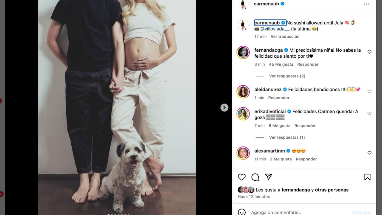 Carmen Aub anuncia embarazo.