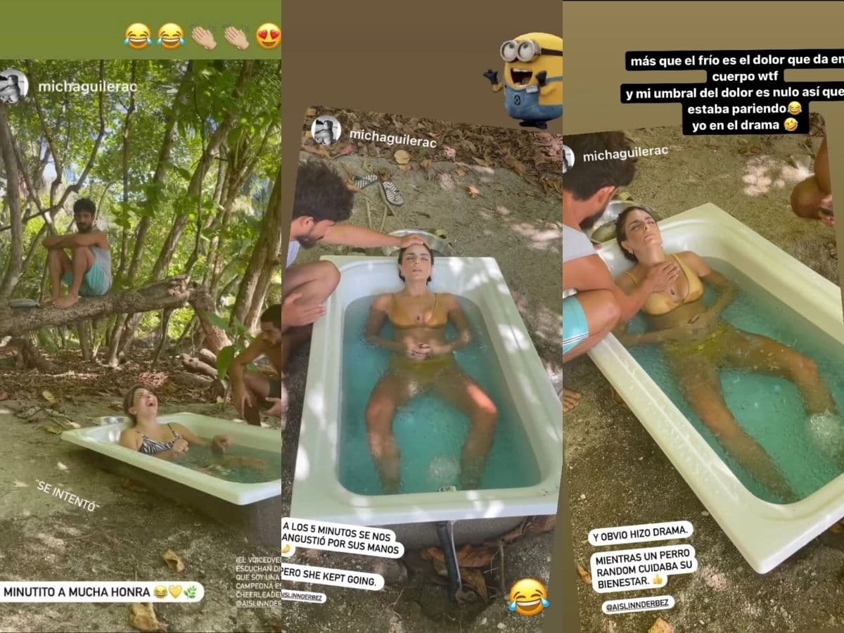 Aislinn Derbez y su hermana se sumergen en una tina con agua helada