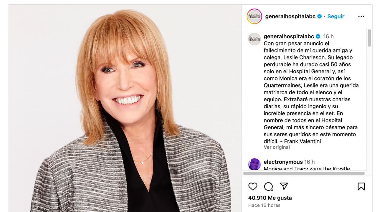 Muere Leslie Charleson a los 79 años.
