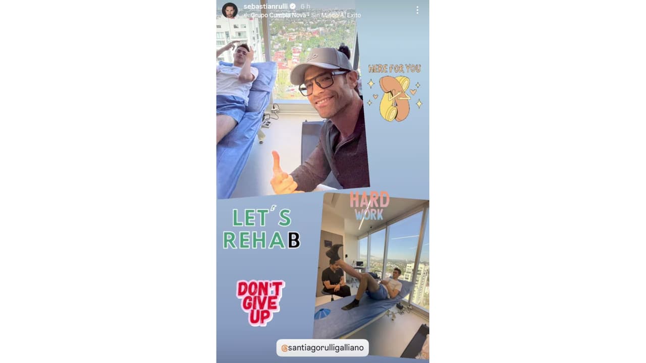 Sebastián Rulli acompaña a su hijo Santi en su rehabilitación.