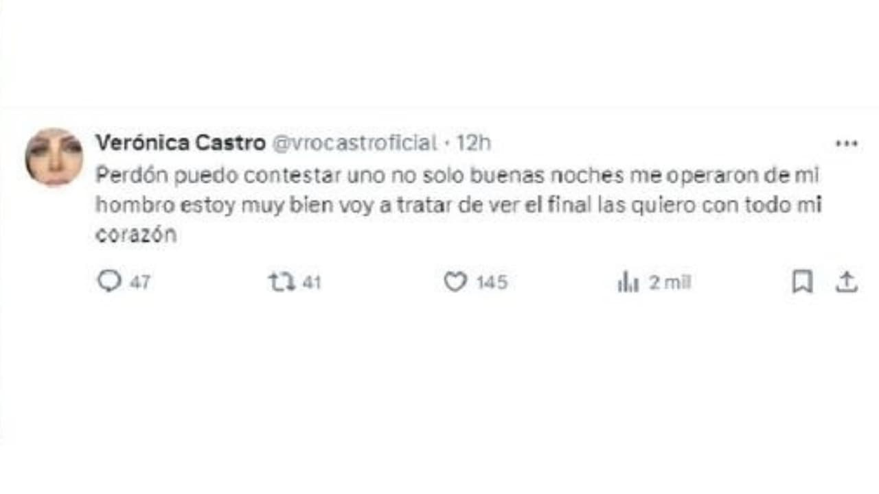 Mensaje de Verónica Castro tras cirugía.
