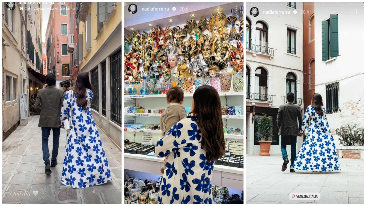 Nadia Ferreira y Marc Anthony en Venecia.