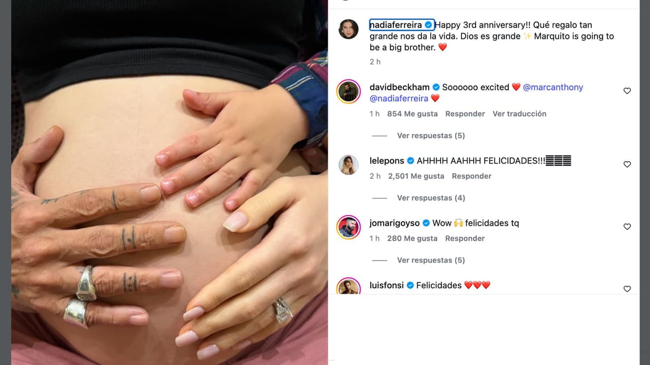 Nadia Ferreira y Marc Anthony anuncian embarazo.