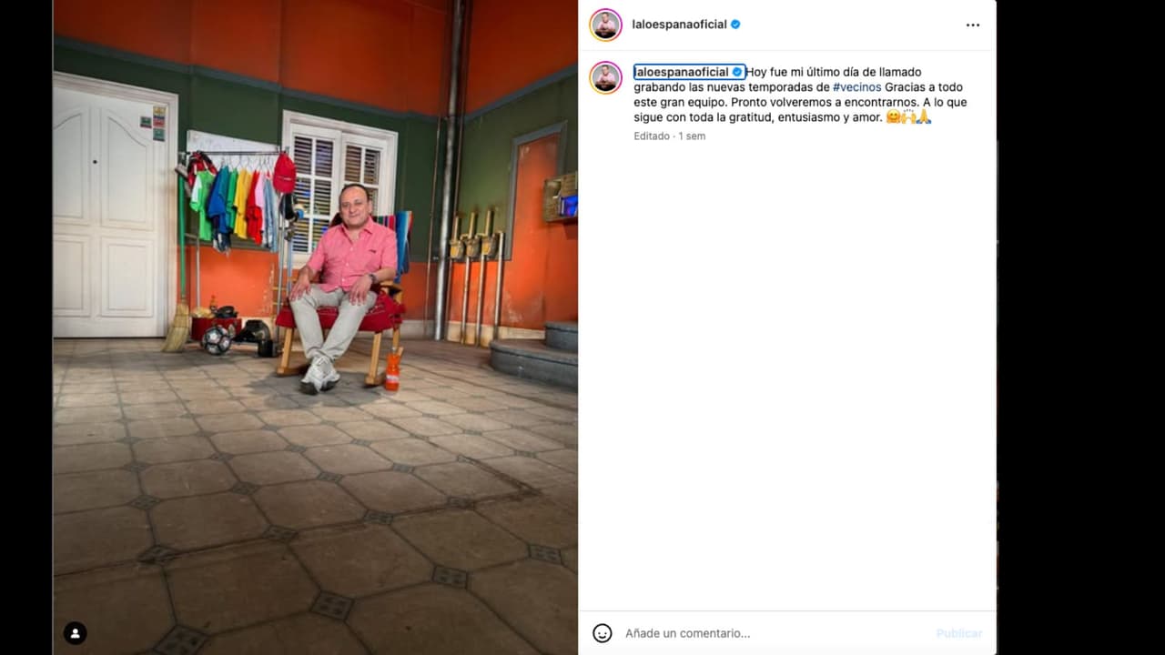 Lalo España celebra el fin de la grabación de la nueva temporada de 'Vecinos'