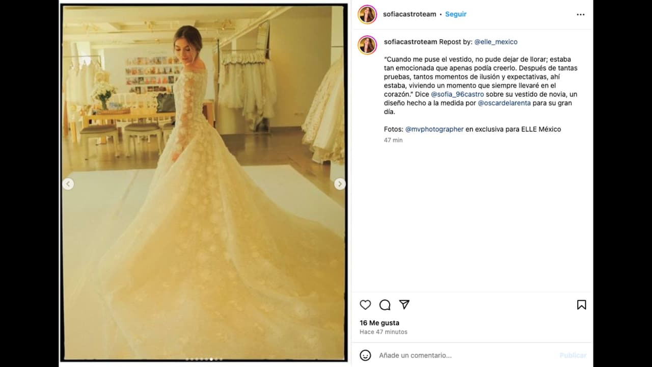 Este fue el vestido de novia que eligió Sofía Castro