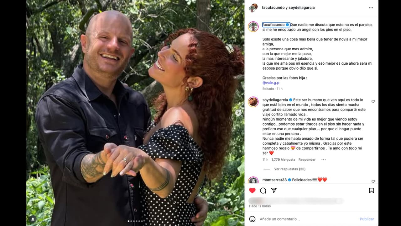 A través de la cuenta de Instagram de Facundo se compartieron las primeras imágenes de su compromiso con Delia García