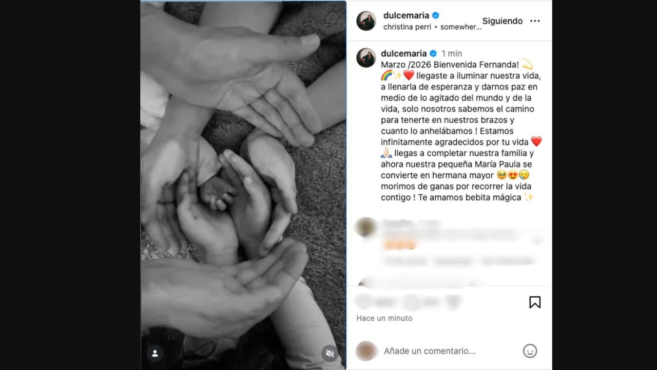 Dulce María anuncia el nacimiento de su segunda hija con tierno video