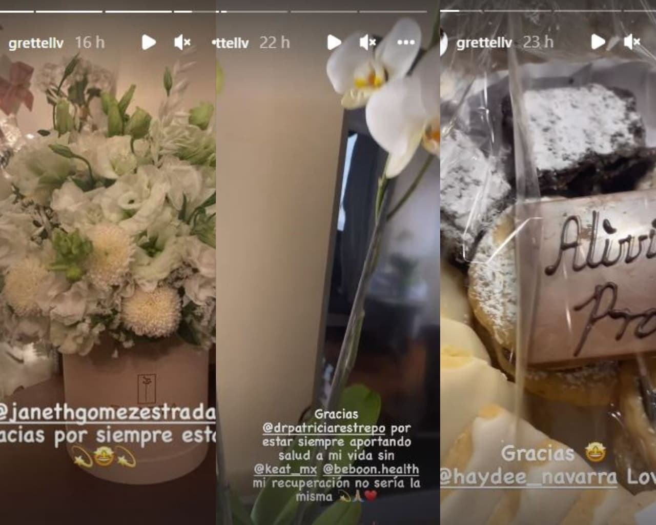 La actriz mostró los detalles que ha recibido durante su recuperación.