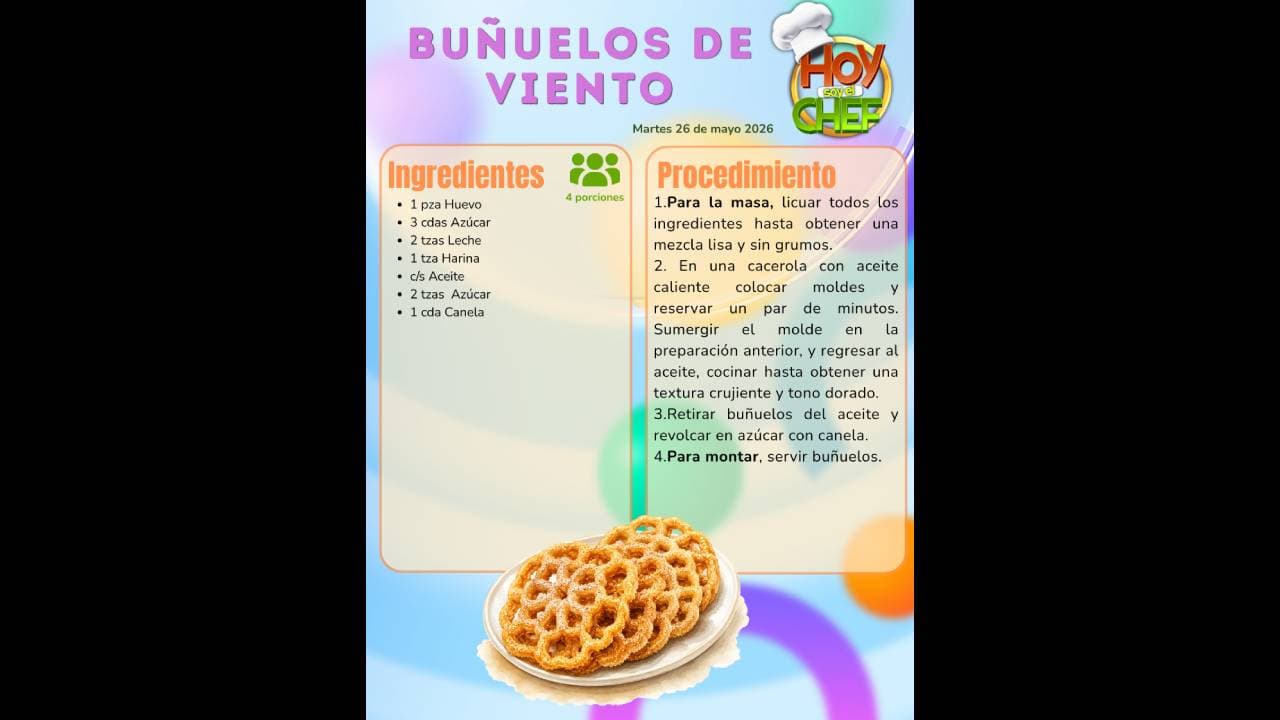 Hoy soy el Chef te dice cómo preparar buñuelos de viento: Sigue el paso a paso AQUÍ