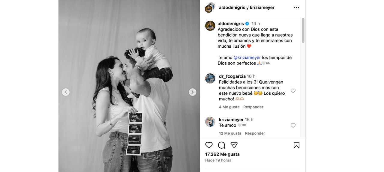 Aldo de Nigris anuncia embarazo; presume la primera foto de su bebé: “Te amamos y te esperamos”