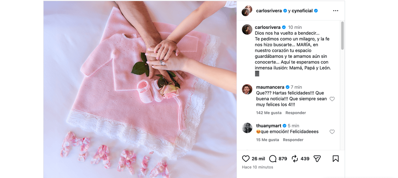 Carlos Rivera y Cynthia Rodríguez anuncian embarazo; revelan el sexo y nombre del bebé (FOTO)